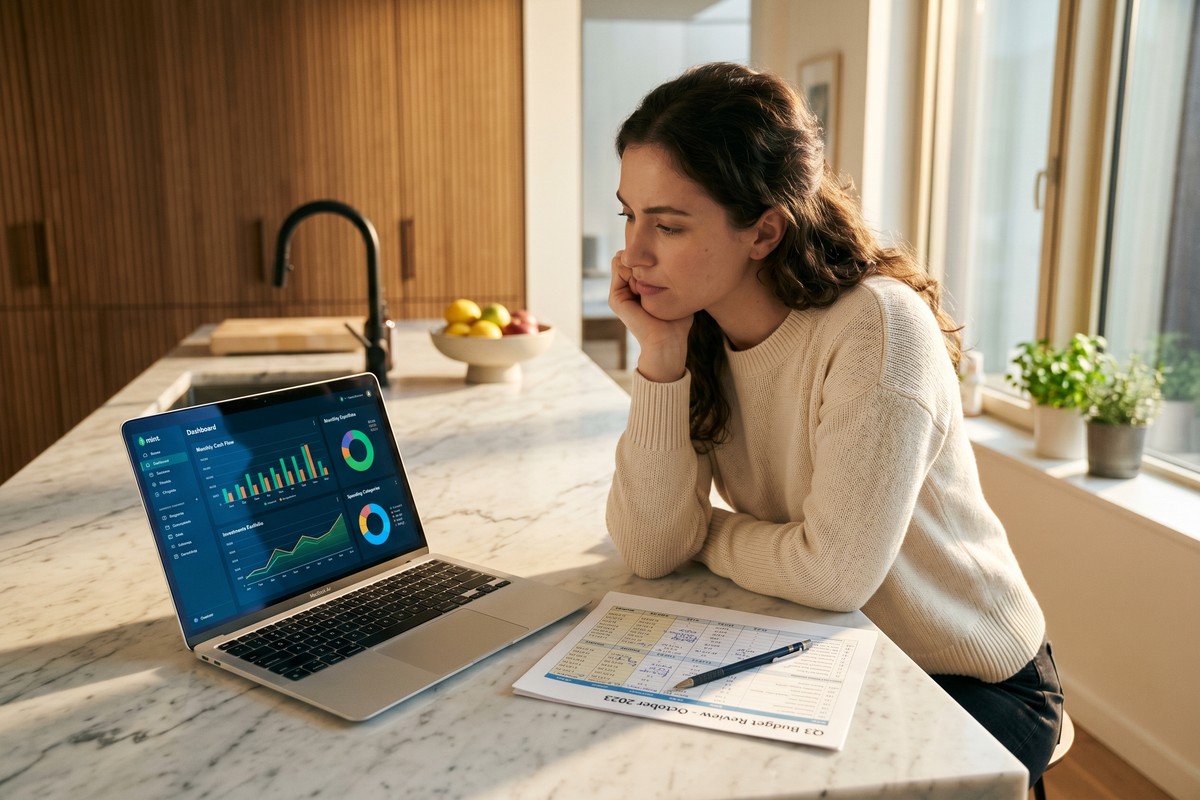 AI budget app interface compared to a traditional spreadsheet for personal finance management