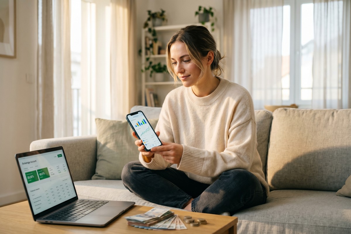 Person using a smartphone app to start investing small with less than $500