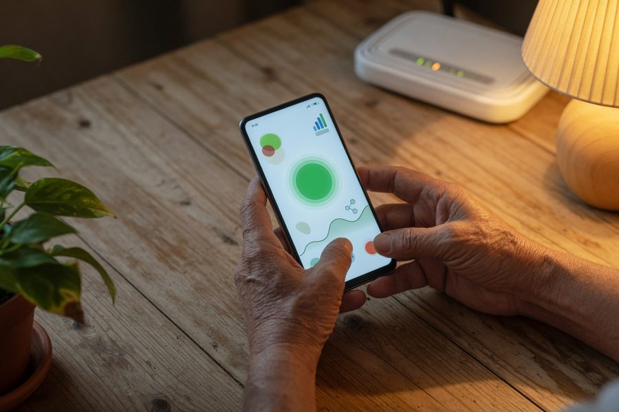 Smartphone displaying medication reminder app with large tap targets