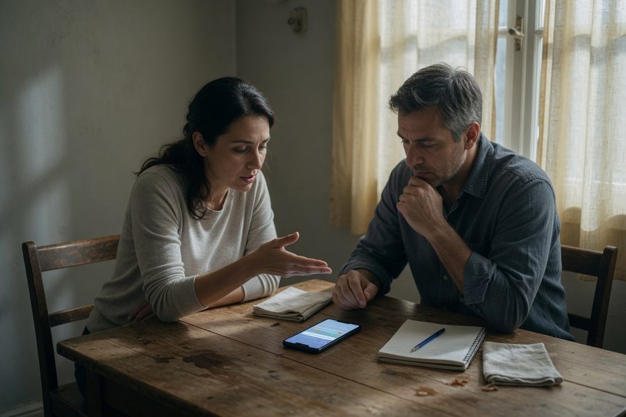 Notification prompting a couples' money conversation