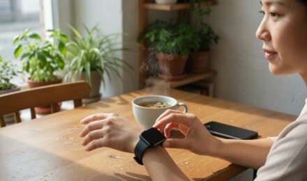 Person using smartphone to scan health vitals with AI, avoiding traditional fitness app logging