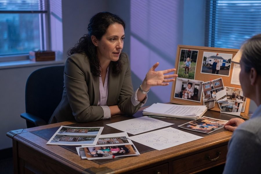 Financial advisor in a meeting with a couple reviewing their estate planning documents