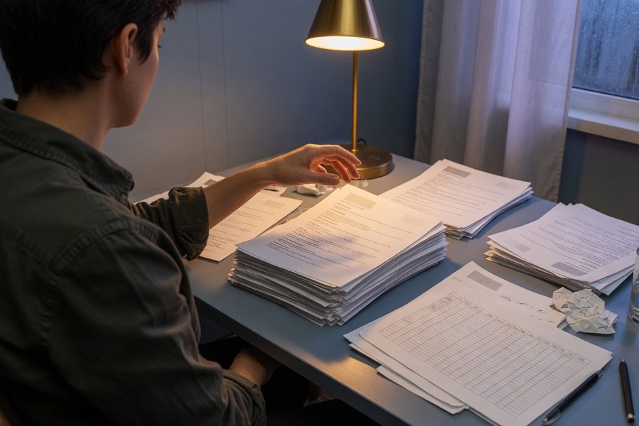 Recruiters scanning resume stacks; subtle AI tells that get resumes discarded early