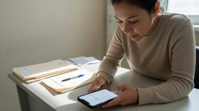 Patient using advanced AI symptom checker interface on computer screen